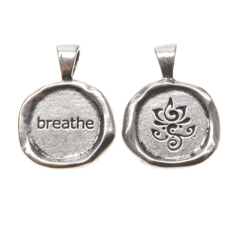 Handcrafted Breathe Wax Seal Pendant – Recycled Lead-Free Pewter Charm | Made in USA by Whitney Howard Designs Whitney Howard Designs  Wax Seals