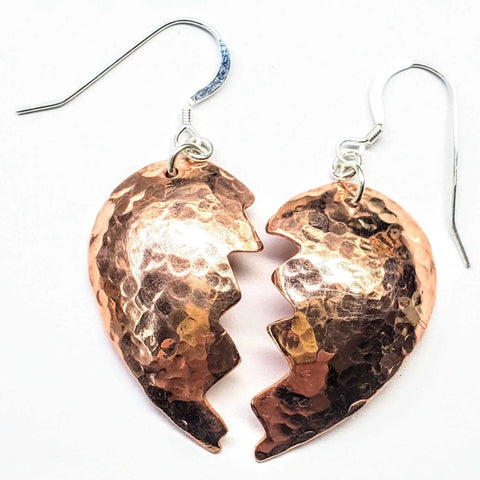 Handcrafted Broken Heart Hammered Copper Earrings – Artisan Jewelry | Made in USA Alexa Martha Designs  Earrings