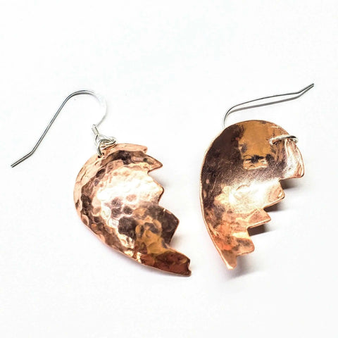 Handcrafted Broken Heart Hammered Copper Earrings – Artisan Jewelry | Made in USA Alexa Martha Designs  Earrings