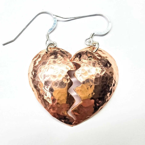 Handcrafted Broken Heart Hammered Copper Earrings – Artisan Jewelry | Made in USA Alexa Martha Designs  Earrings