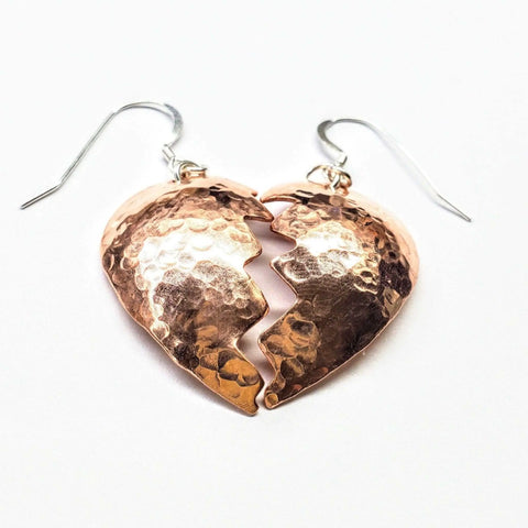 Handcrafted Broken Heart Hammered Copper Earrings – Artisan Jewelry | Made in USA Alexa Martha Designs  Earrings