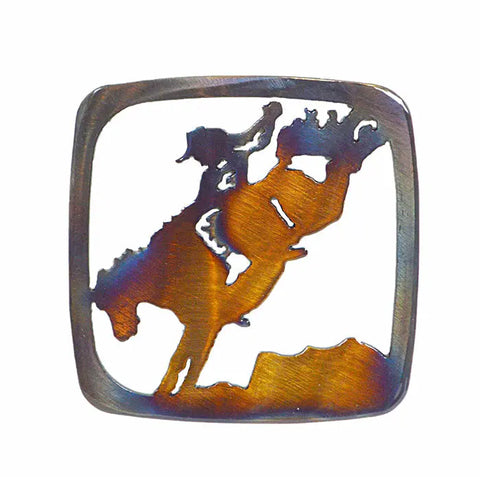 Handcrafted Bucking Bronco Metal Coaster – Rustic Western Drink Accessory | Made in USA Knights Home Decor  item