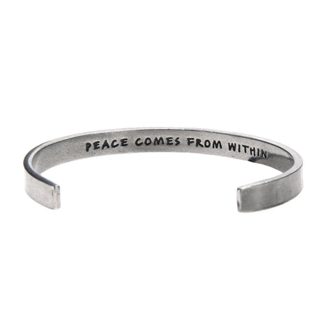 Handcrafted Buddha Quote Pewter Cuff Bracelet – Peace Comes From Within Inspirational Jewelry | Made in USA Whitney Howard Designs  Cuff Bracelets