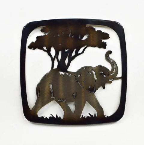 Handcrafted Bull Elephant Kitchen Trivet – Rustic Metal Hot Plate Protector | Made in USA Knights Home Decor  item