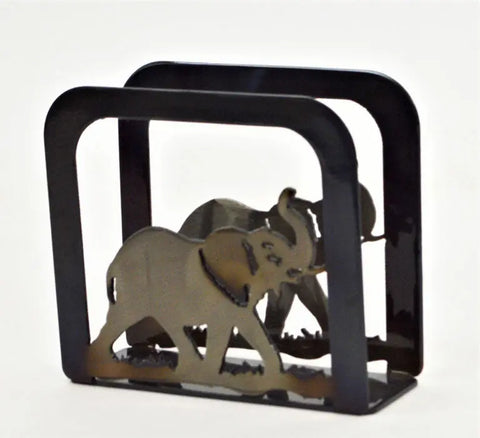 Handcrafted Bull Elephant Napkin Holder – Rustic Metal Table Decor | Made in USA Home Accent Knights Home Decor  item