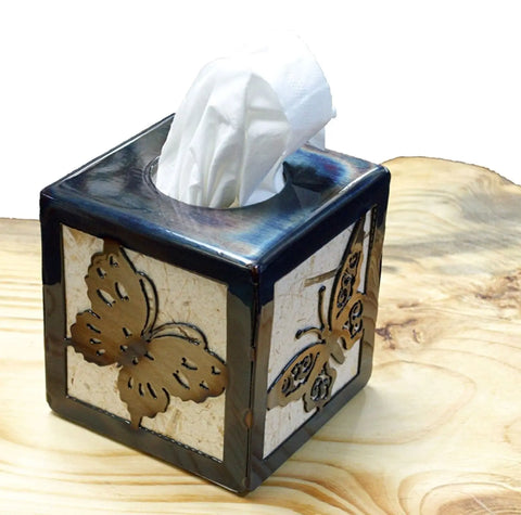 Handcrafted Butterfly Metal Tissue Box Cover – Standard Size Home Accent | Made in USA Knights Home Decor  item