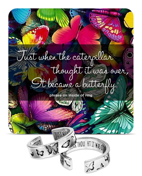 Handcrafted Butterfly Pewter Ring – Inspirational Engraved Quote Jewelry | Made in USA Whitney Howard Designs  InspireRings