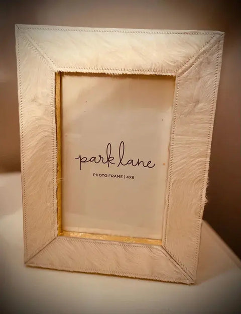 Handcrafted Calf Hair Picture Frame 4x6 Inch – Gold Leaf Trim | Made in USA Suede Kloth 