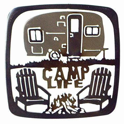Handcrafted Camp Life Metal Trivet With Rustic Outdoor Design – Durable Kitchen Heat Protector | Made in USA Knights Home Decor  item