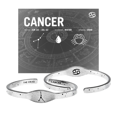 Handcrafted Cancer Zodiac Cuff Bracelet – Recycled Pewter Astrological Jewelry | Made in USA Whitney Howard Designs  Zodiac Cuffs
