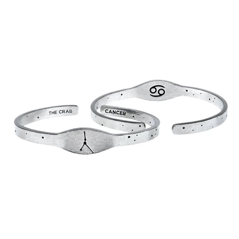 Handcrafted Cancer Zodiac Cuff Bracelet – Recycled Pewter Astrological Jewelry | Made in USA Whitney Howard Designs  Zodiac Cuffs