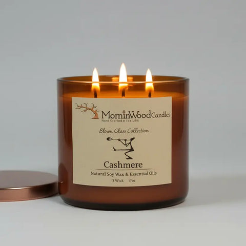 Handcrafted Cashmere Soy Wax 3-Wick Candle 17oz – Long Burn Time – MorninWood Candles | Made in USA MorninWood Candles  3 Wick Candle