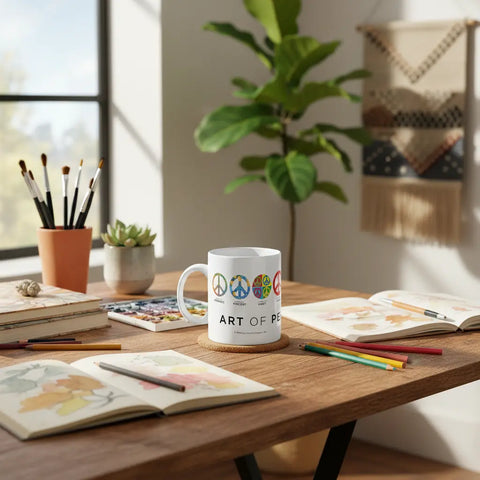 Handcrafted Ceramic Coffee Mug – Mindfulness Art of Peace Design | Made in USA Whitney Howard Designs  Mugs