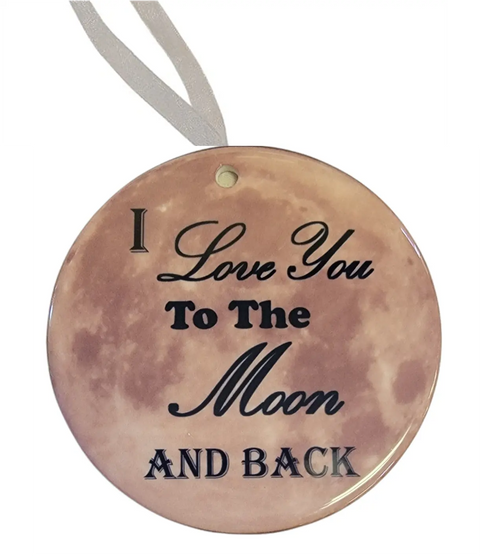 Handcrafted Ceramic Love Ornament 3 Inch – I Love You to the Moon Phrase Keepsake | Made in USA Michelle Marie Boutique  Holiday Ornaments
