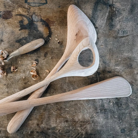 Handcrafted Cherry Wood Kitchen Utensil Set 14 Inch – Sustainable Cooking Tools | Made in USA Blanc Creatives  Woodenware