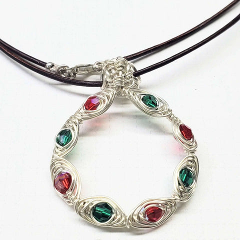 Handcrafted Christmas Wreath Necklace – Holiday Jewelry Pendant | Made in USA Alexa Martha Designs  Necklaces