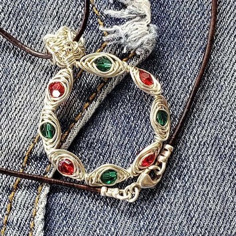 Handcrafted Christmas Wreath Necklace – Holiday Jewelry Pendant | Made in USA Alexa Martha Designs  Necklaces
