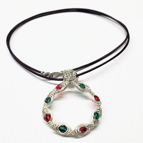 Handcrafted Christmas Wreath Necklace – Holiday Jewelry Pendant | Made in USA Alexa Martha Designs  Necklaces