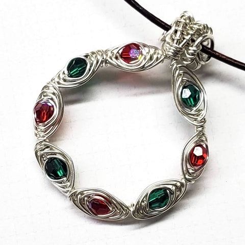 Handcrafted Christmas Wreath Necklace – Holiday Jewelry Pendant | Made in USA Alexa Martha Designs  Necklaces