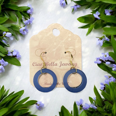 Handcrafted Circular Sea Glass Dangle Earrings – Coastal Jewelry Accent | Made in USA – 1.5 Inch Length Michelle Marie Boutique  Earrings