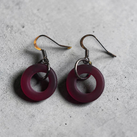 Handcrafted Circular Sea Glass Dangle Earrings – Coastal Jewelry Accent | Made in USA – 1.5 Inch Length Michelle Marie Boutique  Earrings
