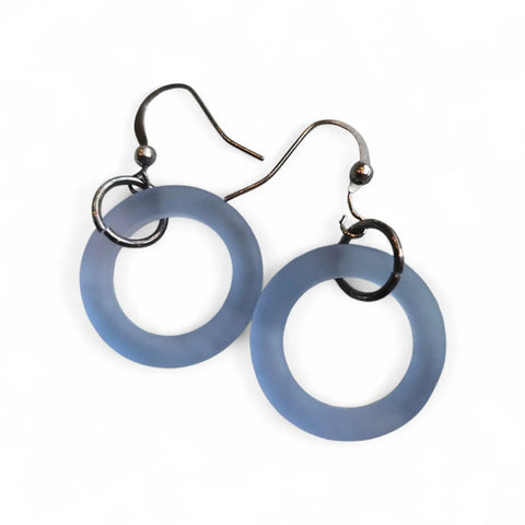 Handcrafted Circular Sea Glass Dangle Earrings – Coastal Jewelry Accent | Made in USA – 1.5 Inch Length Michelle Marie Boutique  Earrings