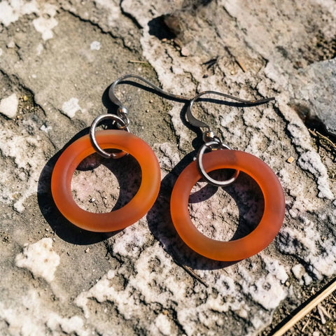 Handcrafted Circular Sea Glass Dangle Earrings – Coastal Jewelry Accent | Made in USA – 1.5 Inch Length Michelle Marie Boutique  Earrings