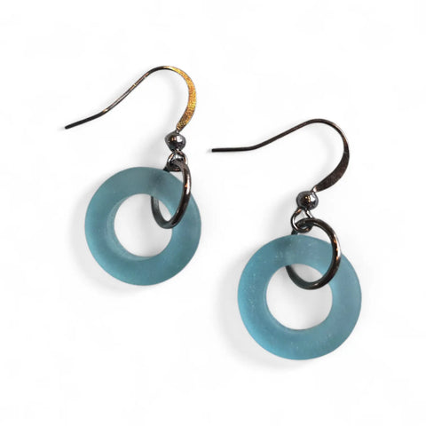 Handcrafted Circular Sea Glass Dangle Earrings – Coastal Jewelry Accent | Made in USA – 1.5 Inch Length Michelle Marie Boutique  Earrings