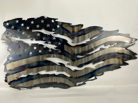 Handcrafted Coast Guard Metal Wall Art – Tattered Flag Design | Patriotic Home Decor Made in USA Knights Home Decor  item