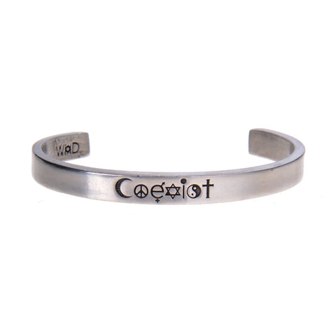Handcrafted Coexist Inspirational Cuff Bracelet – Recycled Lead-Free Pewter Wristband | Made in USA Whitney Howard Designs  Cuff Bracelets