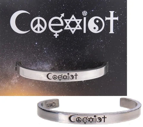 Handcrafted Coexist Inspirational Cuff Bracelet – Recycled Lead-Free Pewter Wristband | Made in USA Whitney Howard Designs  Cuff Bracelets