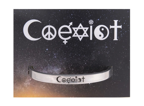 Handcrafted Coexist Inspirational Cuff Bracelet – Recycled Lead-Free Pewter Wristband | Made in USA Whitney Howard Designs  Cuff Bracelets