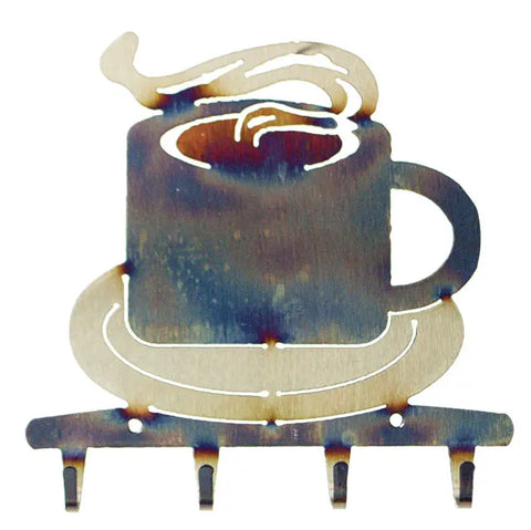 Handcrafted Coffee Cup Key Holder – Metal Wall Organizer Rack | Made in USA Knights Home Decor  item