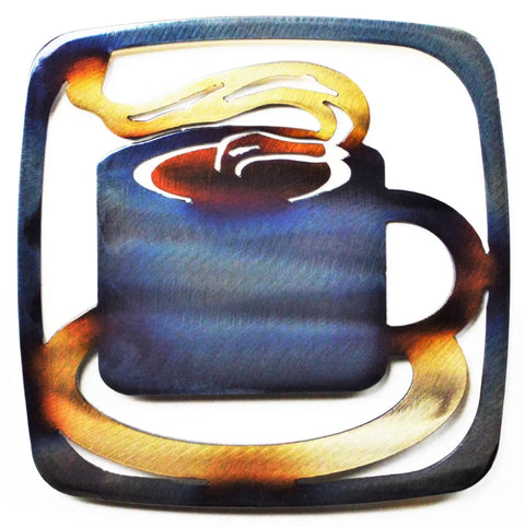 Handcrafted Coffee Cup Metal Trivet – Heat Treated Kitchen Hot Plate | Made in USA Artisan Decor Knights Home Decor  item