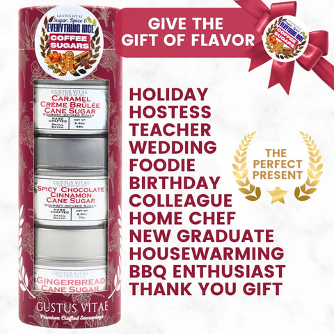 Handcrafted Coffee Sugar Trio Gift Pack – Sugar Spice and Everything Nice Set of 3 | Made in USA Gustus Vitae  Collections & Gift Sets