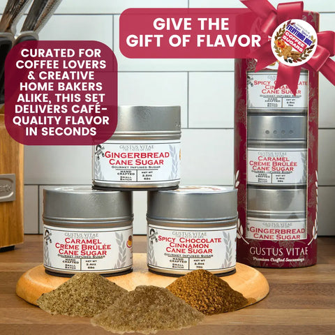 Handcrafted Coffee Sugar Trio Gift Pack – Sugar Spice and Everything Nice Set of 3 | Made in USA Gustus Vitae  Collections & Gift Sets
