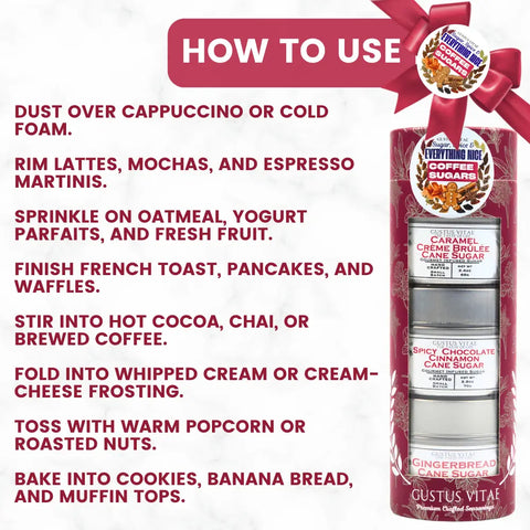 Handcrafted Coffee Sugar Trio Gift Pack – Sugar Spice and Everything Nice Set of 3 | Made in USA Gustus Vitae  Collections & Gift Sets