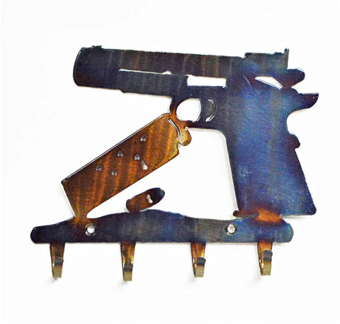 Handcrafted Colt 1911 Pistol Key Rack – Rustic Heat-Treated Metal Wall Hook | Made in USA Knights Home Decor  item