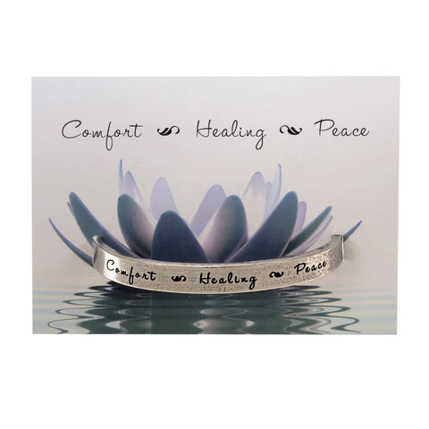 Handcrafted Comfort Healing Peace Inspirational Pewter Cuff Bracelet – Open Quote Jewelry | Made in USA Whitney Howard Designs  Cuff Bracelets