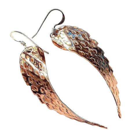 Handcrafted Copper Angel Wing Earrings – 20 Gauge Hammered Design | Made in USA Alexa Martha Designs  Earrings