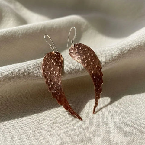 Handcrafted Copper Angel Wing Earrings – 20 Gauge Hammered Design | Made in USA Alexa Martha Designs  Earrings