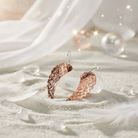 Handcrafted Copper Angel Wing Earrings – 20 Gauge Hammered Design | Made in USA Alexa Martha Designs  Earrings