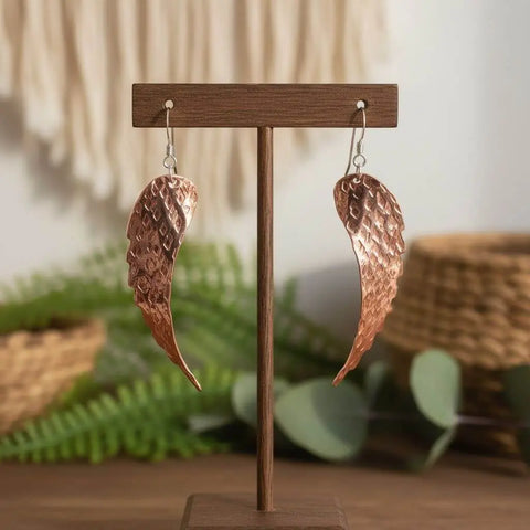 Handcrafted Copper Angel Wing Earrings – 20 Gauge Hammered Design | Made in USA Alexa Martha Designs  Earrings