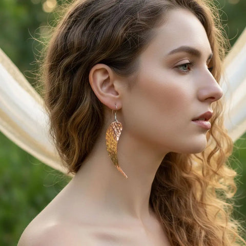 Handcrafted Copper Angel Wing Earrings – 20 Gauge Hammered Design | Made in USA Alexa Martha Designs  Earrings