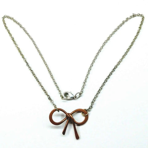 Handcrafted Copper Bow Tie Pendant Necklace – Silver Chain | Made in USA Alexa Martha Designs  Necklaces