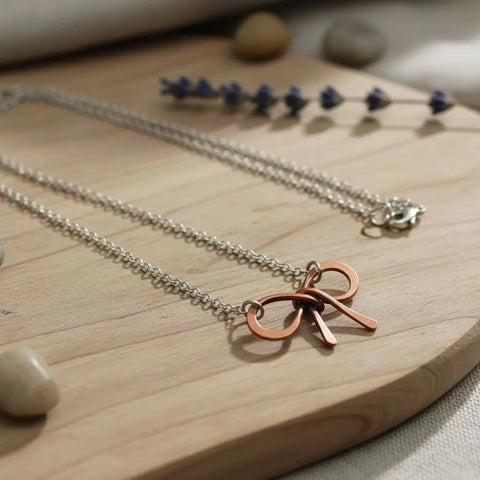 Handcrafted Copper Bow Tie Pendant Necklace – Silver Chain | Made in USA Alexa Martha Designs  Necklaces