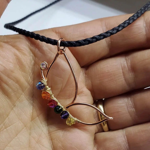 Handcrafted Copper Butterfly Necklace With Swarovski Autism Crystal Beads – Alexa Martha Design | Made in USA Alexa Martha Designs  Necklaces