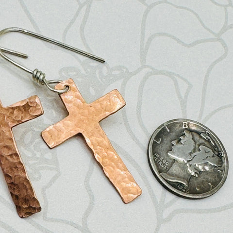 Handcrafted Copper Cross Earrings – Artisan Jewelry – Made in USA Janecka 