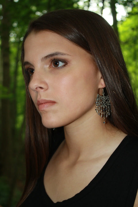 Handcrafted Copper Filigree Chandelier Earrings With African Turquoise Beads – Boho Style Jewelry | Made in USA Michelle Marie Boutique  Earrings