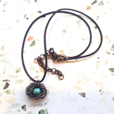 Handcrafted Copper Robin Nest Necklace With Up to 5 Beads – Made in USA Alexa Martha Designs  Necklace